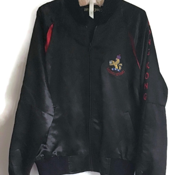 Vintage satin bomber  jacket with embroidery - Picture 3 of 9